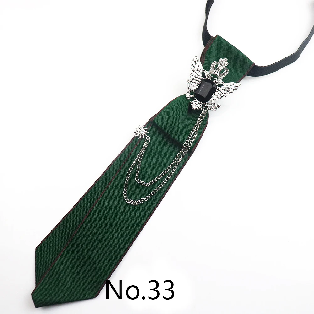 2025 New Luxury Ribbon Neckties Crystal Rhinestone Black Navy Ties For Men Women Brooch Lazy-ties School Uniform Collar Cravat