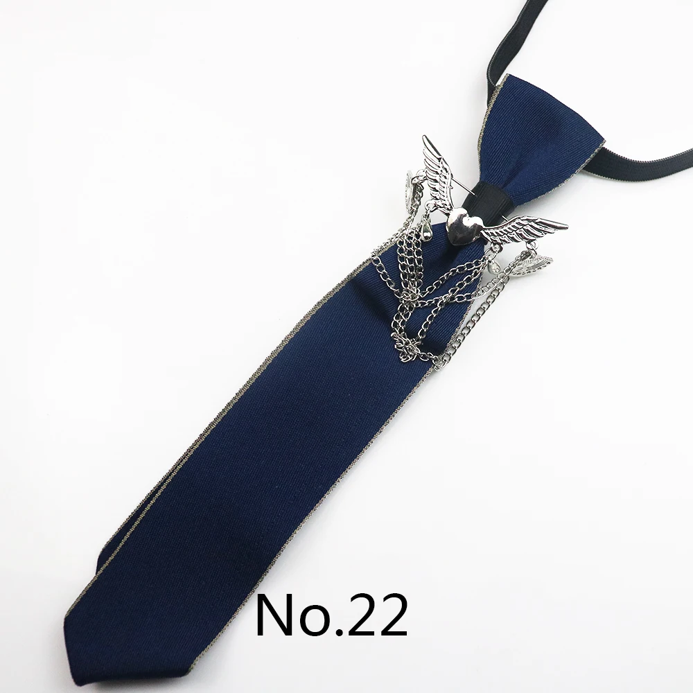 2025 New Luxury Ribbon Neckties Crystal Rhinestone Black Navy Ties For Men Women Brooch Lazy-ties School Uniform Collar Cravat