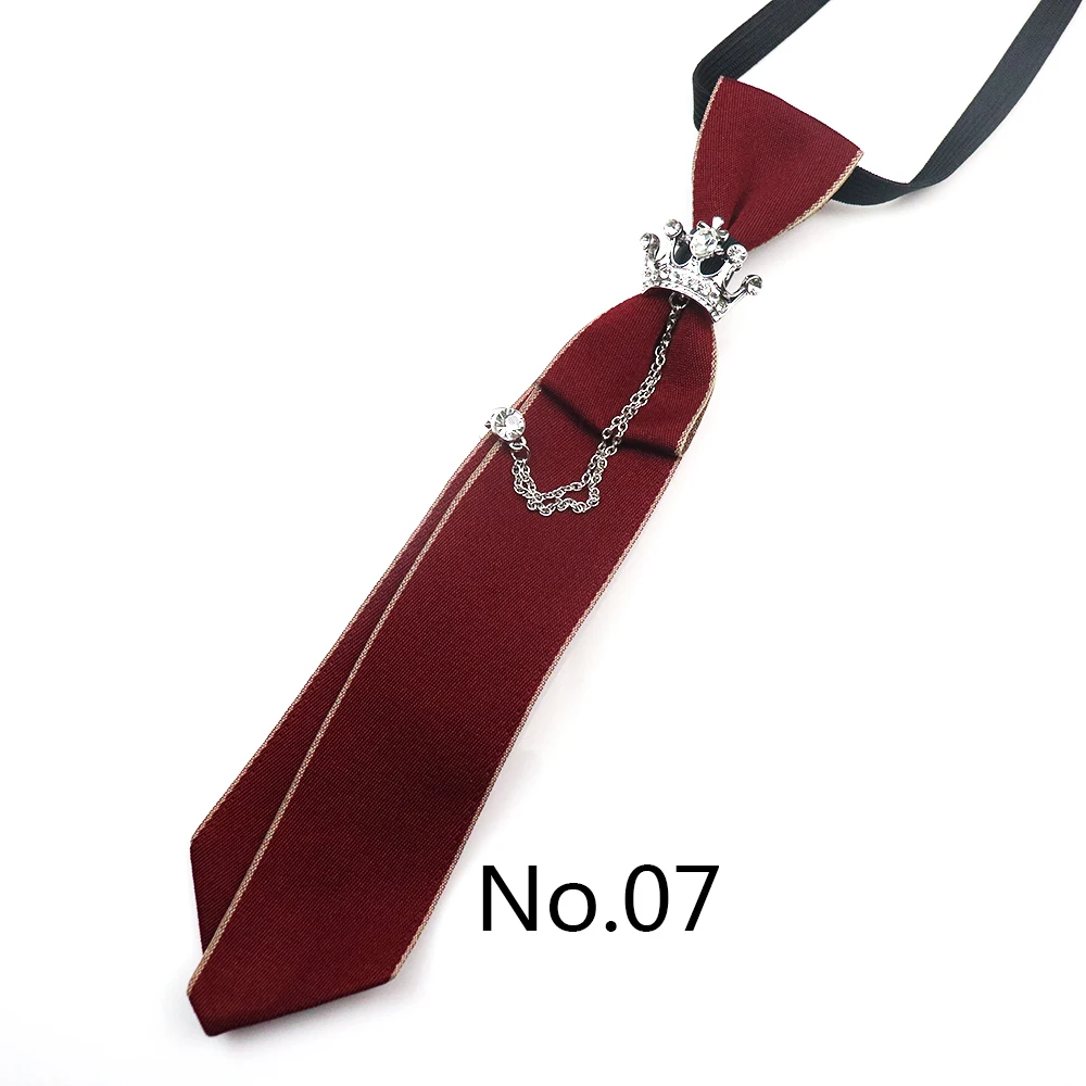 2025 New Luxury Ribbon Neckties Crystal Rhinestone Black Navy Ties For Men Women Brooch Lazy-ties School Uniform Collar Cravat