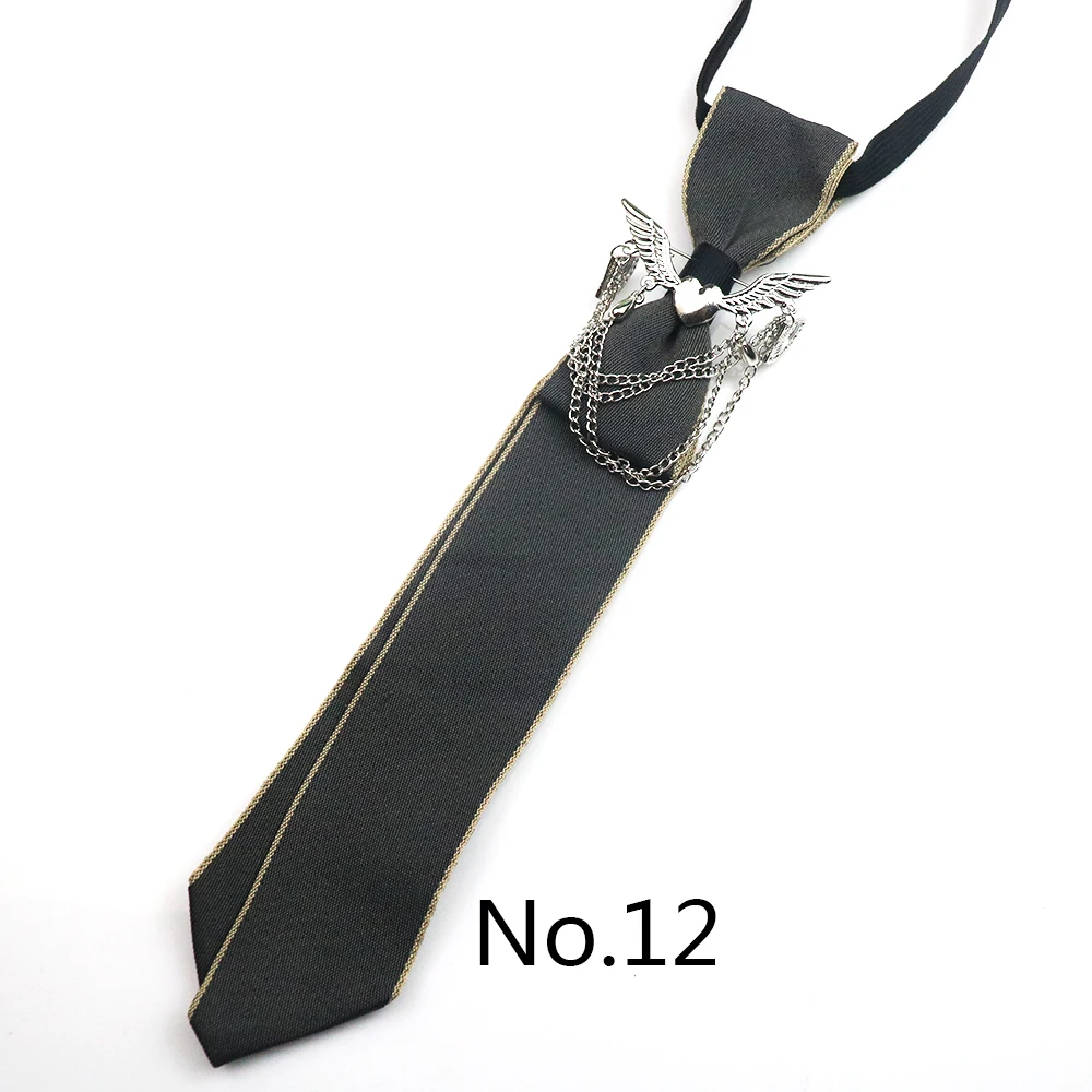 2025 New Luxury Ribbon Neckties Crystal Rhinestone Black Navy Ties For Men Women Brooch Lazy-ties School Uniform Collar Cravat