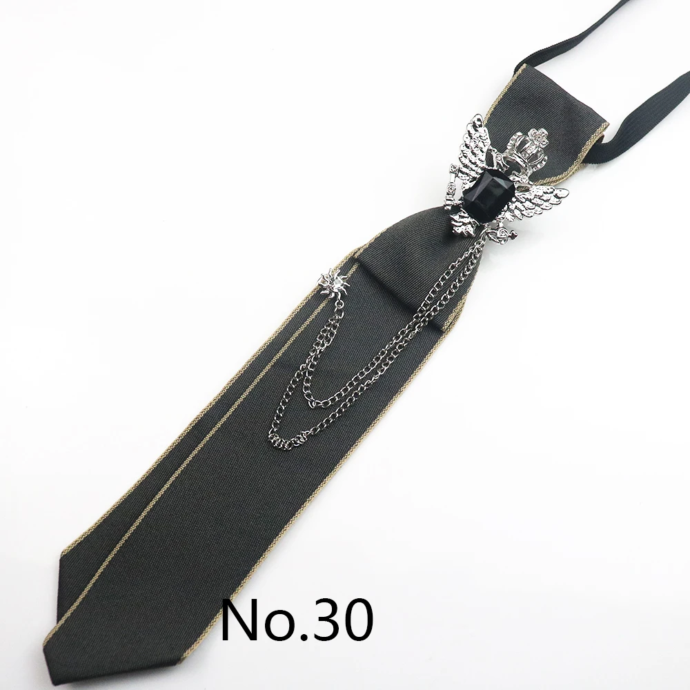 2025 New Luxury Ribbon Neckties Crystal Rhinestone Black Navy Ties For Men Women Brooch Lazy-ties School Uniform Collar Cravat