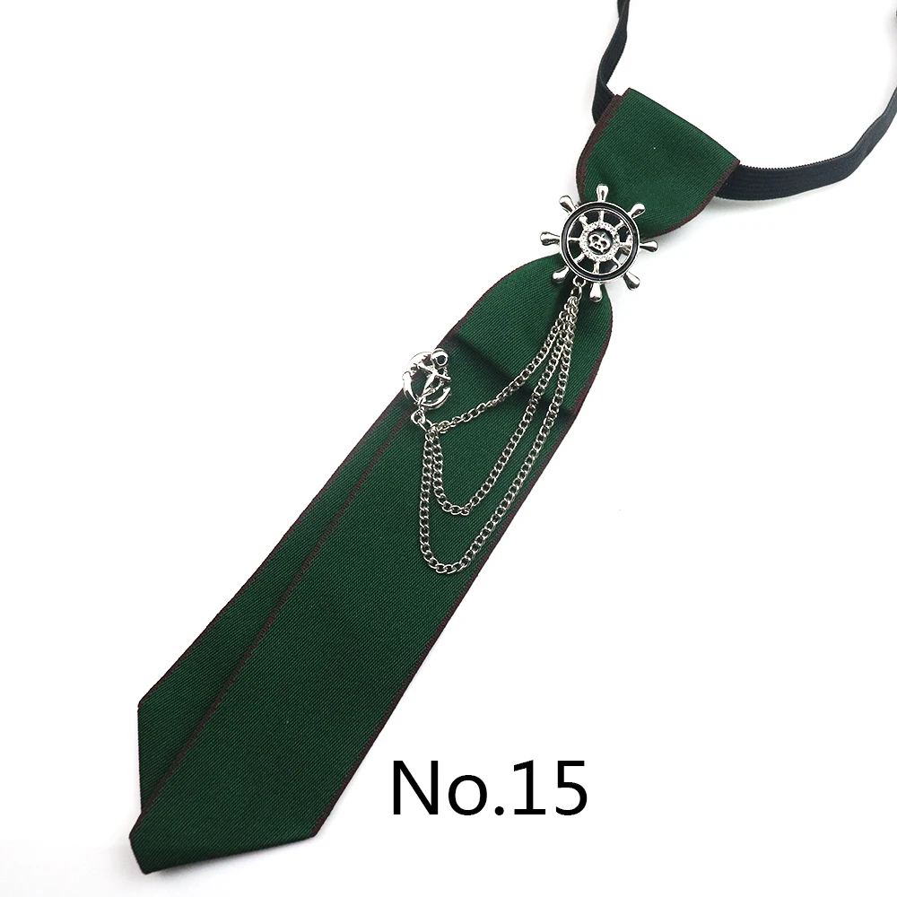 2025 New Luxury Ribbon Neckties Crystal Rhinestone Black Navy Ties For Men Women Brooch Lazy-ties School Uniform Collar Cravat