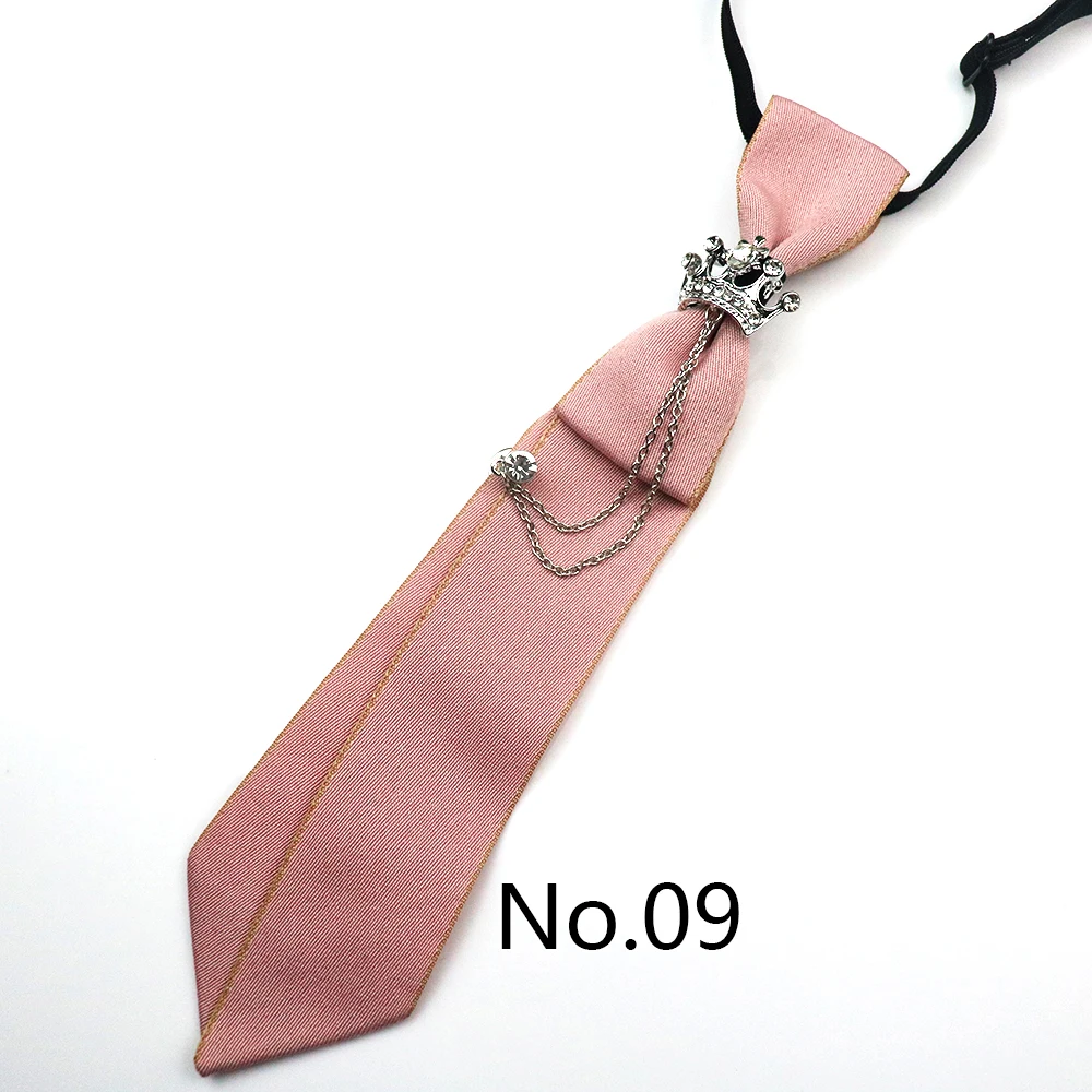 2025 New Luxury Ribbon Neckties Crystal Rhinestone Black Navy Ties For Men Women Brooch Lazy-ties School Uniform Collar Cravat