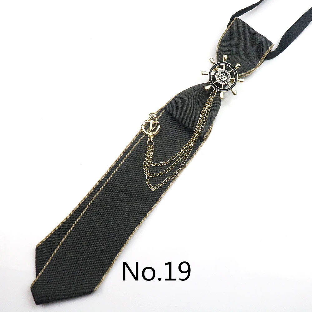 2025 New Luxury Ribbon Neckties Crystal Rhinestone Black Navy Ties For Men Women Brooch Lazy-ties School Uniform Collar Cravat