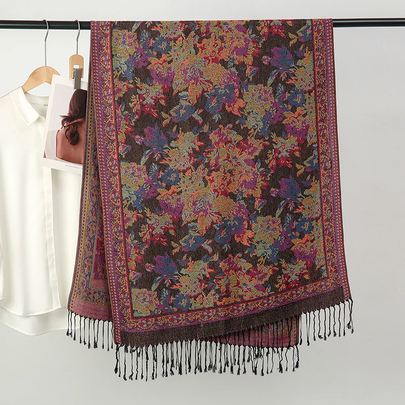 70x175cm Femmes Paisley Echarpe Cachemire Sentiment Pashmina Chales Gland Hijab Bandeau Femme Hiver Foulards Foulard