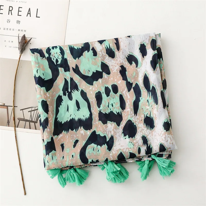 Luxury New Fashion Spot Print Ladies Women Scarf Female Cotton Linen Shawl Tassel Four Seasons Muslim Hijab Wrap Ventilate