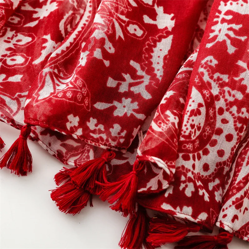 Luxury New Fashion Spot Print Ladies Women Scarf Female Cotton Linen Shawl Tassel Four Seasons Muslim Hijab Wrap Ventilate