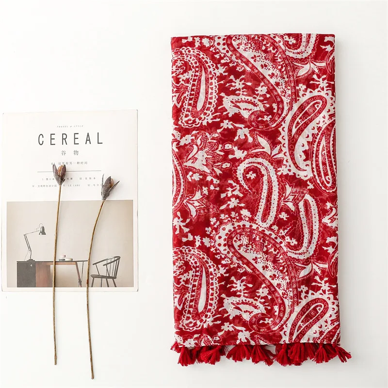 Luxury New Fashion Spot Print Ladies Women Scarf Female Cotton Linen Shawl Tassel Four Seasons Muslim Hijab Wrap Ventilate