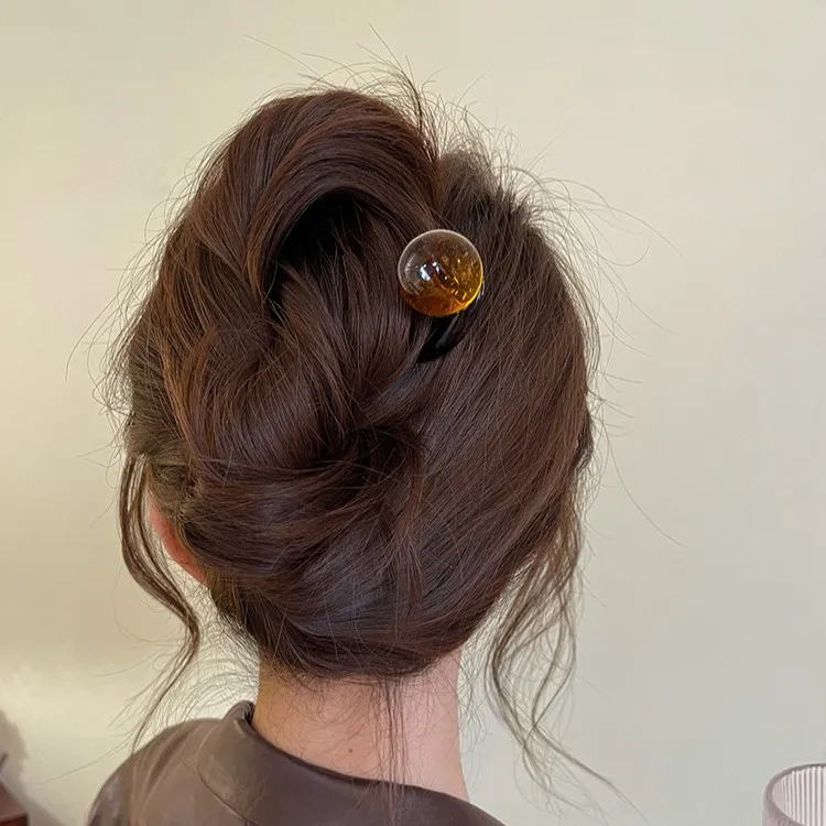Fashion Colored U-Shaped Hairpin Hair Fork Trendy Acrylic Material Hair Clip for Women Girls Retro Jewelry Headwear Accessories