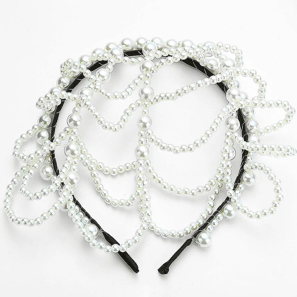 Fashion Pearls Hair Bands Accessories Headdress Elegant Luxury Bridal Crown Women Jewelry Hoop Daily Tassel Hairwear Accessories