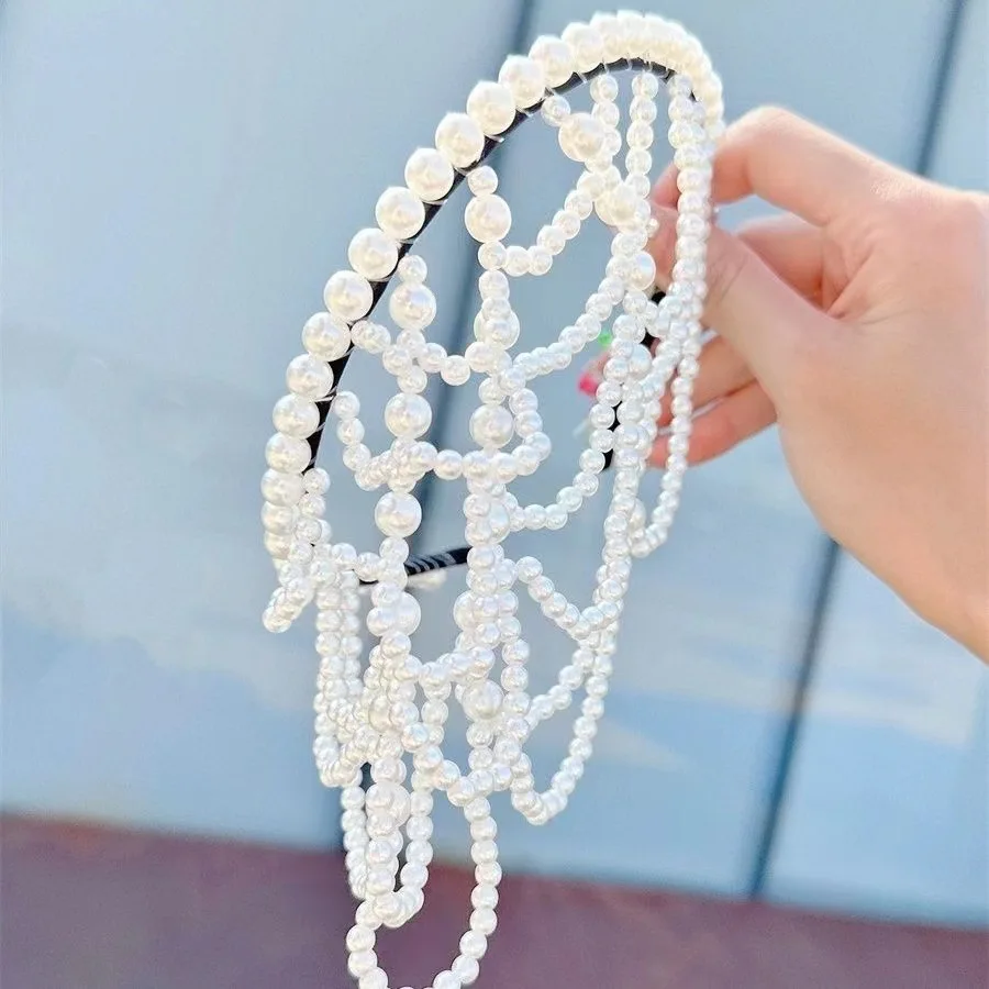 Fashion Pearls Hair Bands Accessories Headdress Elegant Luxury Bridal Crown Women Jewelry Hoop Daily Tassel Hairwear Accessories