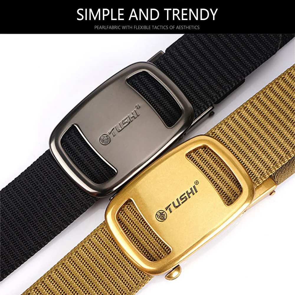 TUSHI New Tactical Belt Nylon Military Army Belt Outdoor Metal Buckle Police Heavy Duty Men's Training Hunting Belt