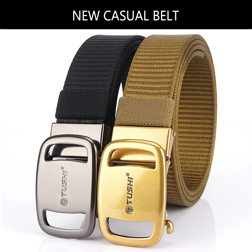 TUSHI New Tactical Belt Nylon Military Army Belt Outdoor Metal Buckle Police Heavy Duty Men's Training Hunting Belt