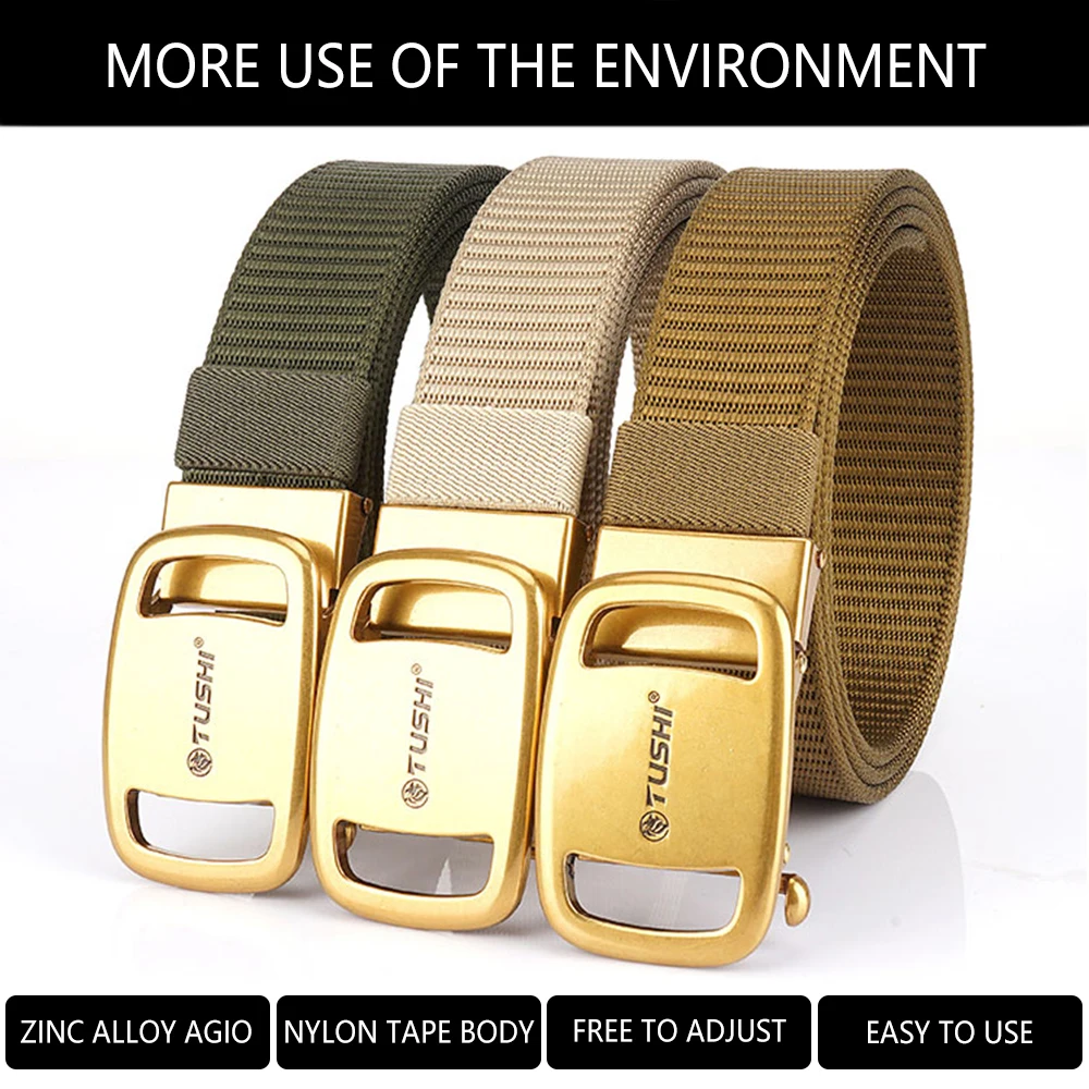 TUSHI New Tactical Belt Nylon Military Army Belt Outdoor Metal Buckle Police Heavy Duty Men's Training Hunting Belt