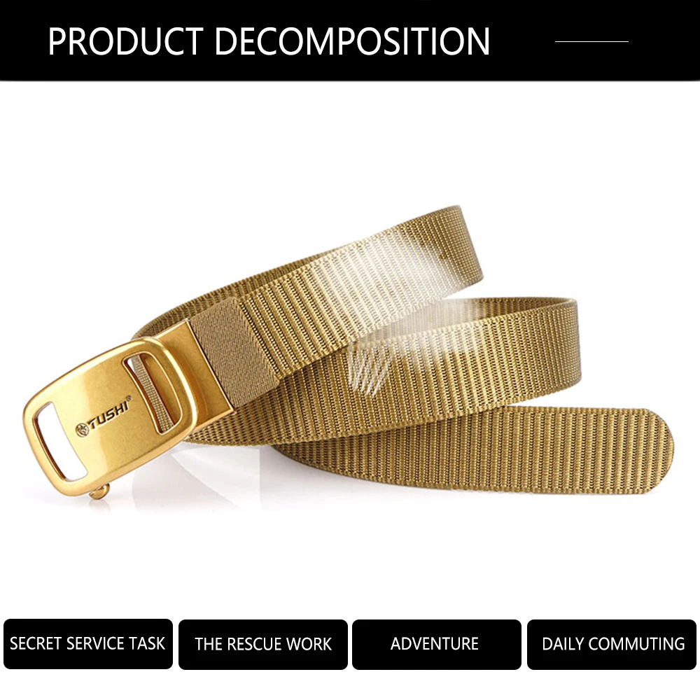 TUSHI New Tactical Belt Nylon Military Army Belt Outdoor Metal Buckle Police Heavy Duty Men's Training Hunting Belt