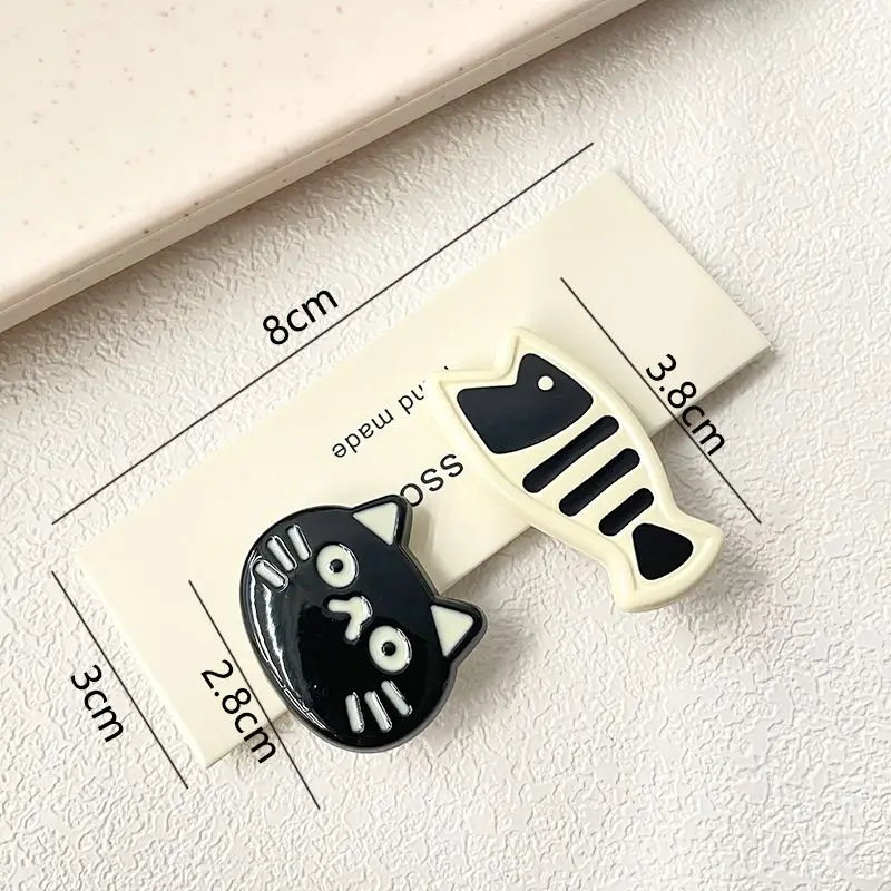 2pcs Cute cartoon black cat, small fish duckbill clip, hairpin hair accessory, sweet wind, forehead hair clip, edge clip
