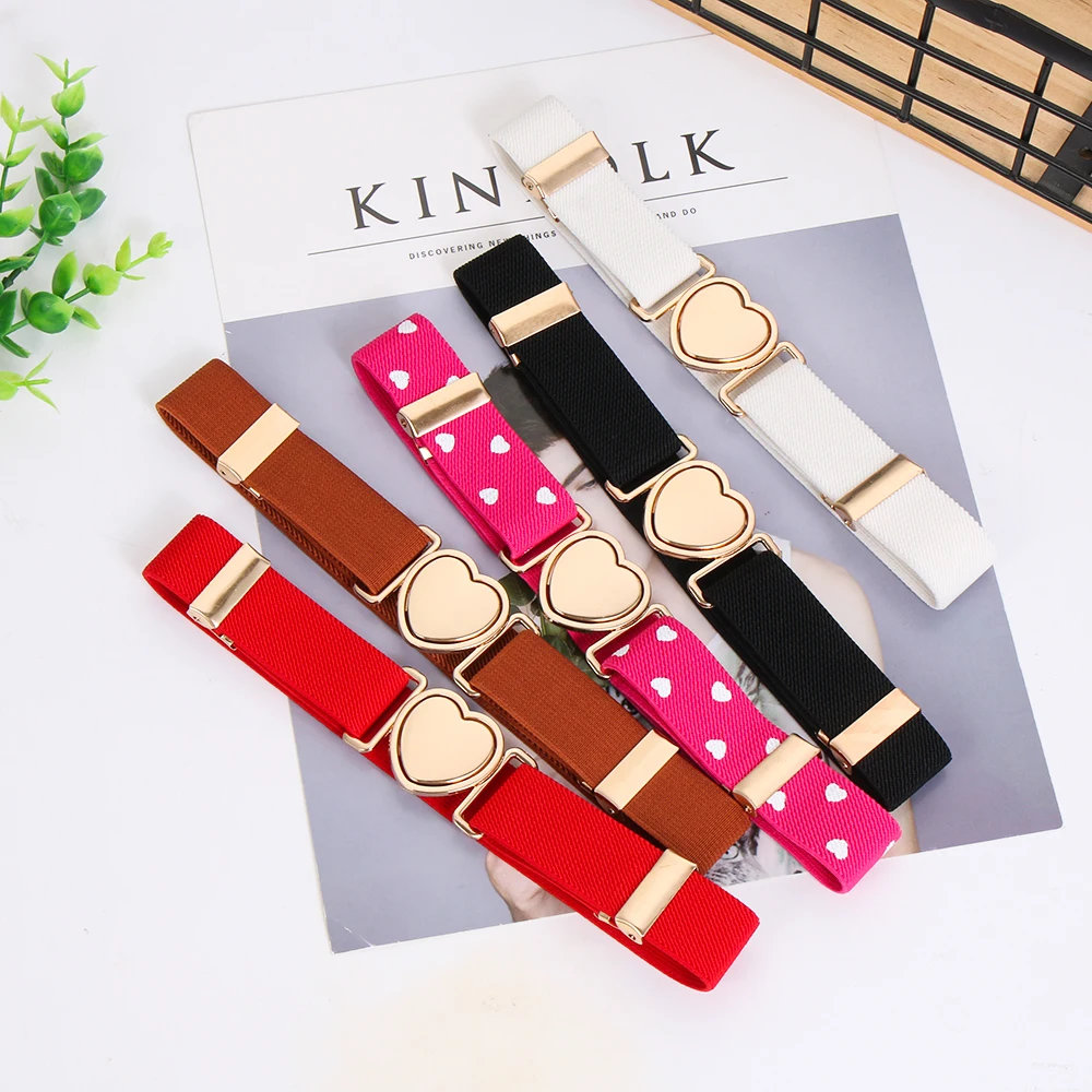 Kids Girl Stretch Waist Belt Adjustable Heart Belt Elastic Belts Uniform Belt for Teen Kids Girls Dresses