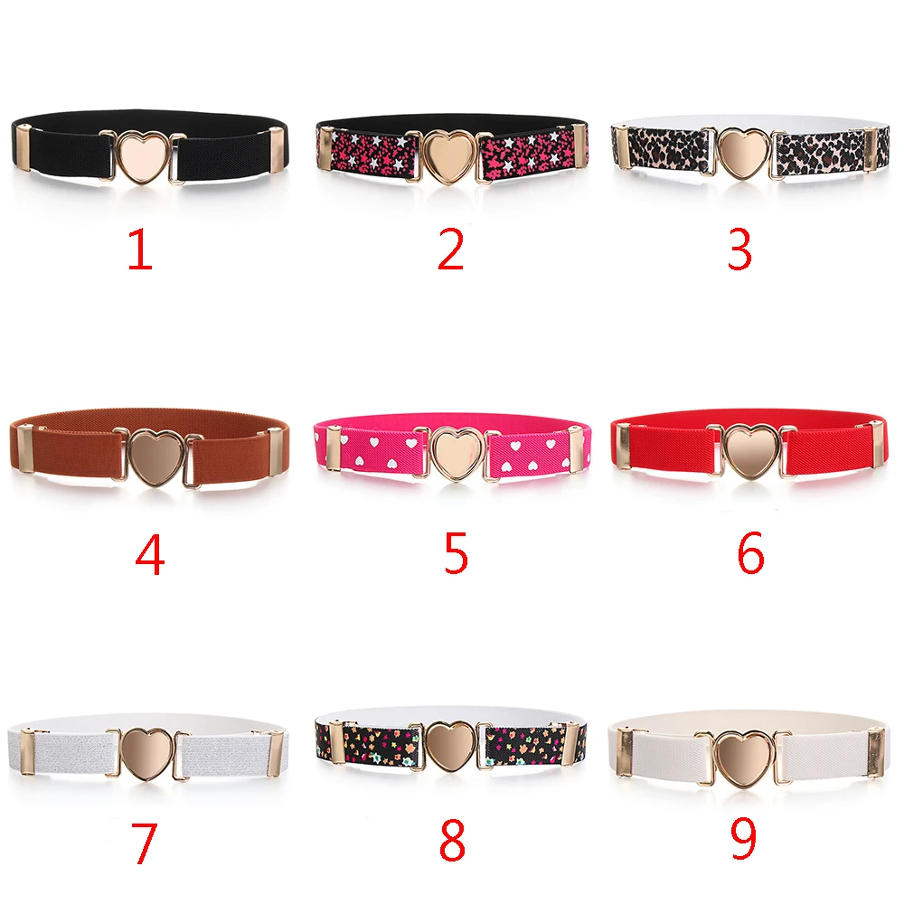 Kids Girl Stretch Waist Belt Adjustable Heart Belt Elastic Belts Uniform Belt for Teen Kids Girls Dresses