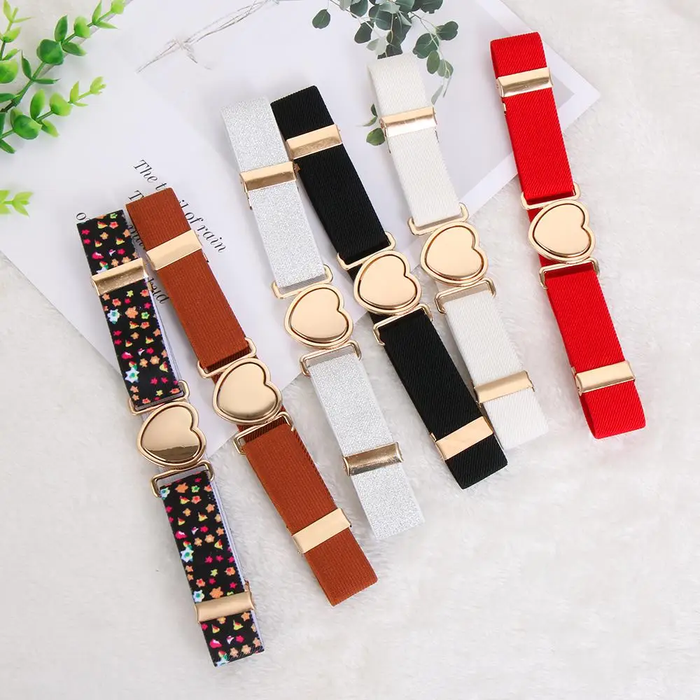 Kids Girl Stretch Waist Belt Adjustable Heart Belt Elastic Belts Uniform Belt for Teen Kids Girls Dresses