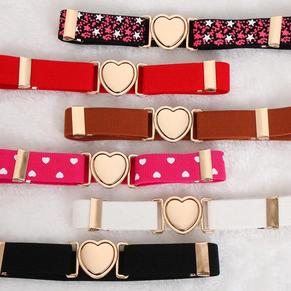 Kids Girl Stretch Waist Belt Adjustable Heart Belt Elastic Belts Uniform Belt for Teen Kids Girls Dresses