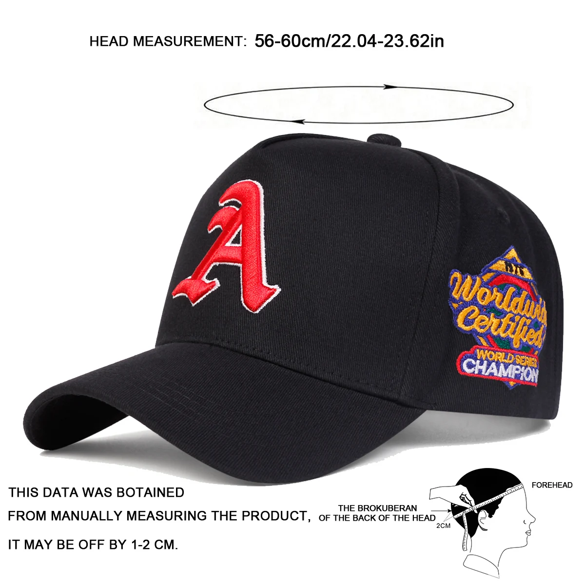 Unisex Gothic letter A Embroidery Side Worldwide Baseball Caps Spring Autumn Outdoor Adjustable Casual Hats Sunscreen Hat