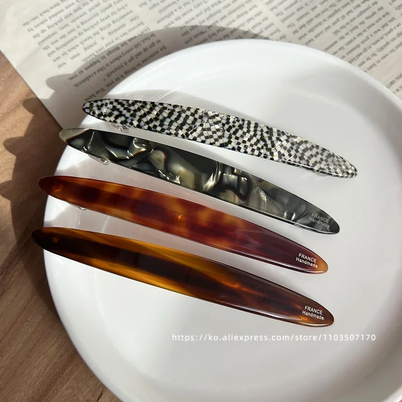 France, South Korea retro temperament one word clip French deep caramel amber hair clip on the back of the head