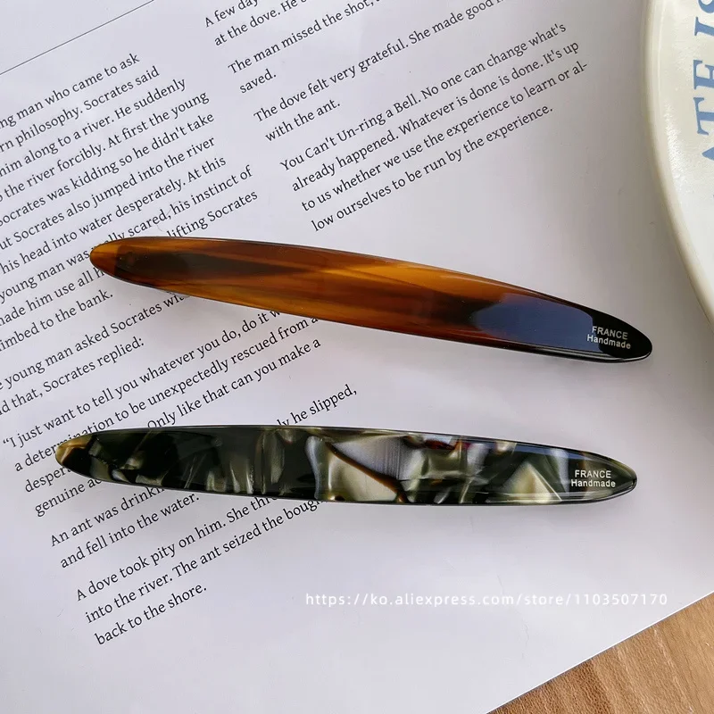 France, South Korea retro temperament one word clip French deep caramel amber hair clip on the back of the head
