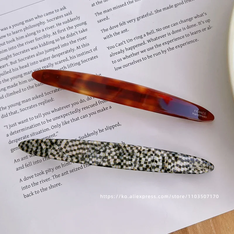 France, South Korea retro temperament one word clip French deep caramel amber hair clip on the back of the head