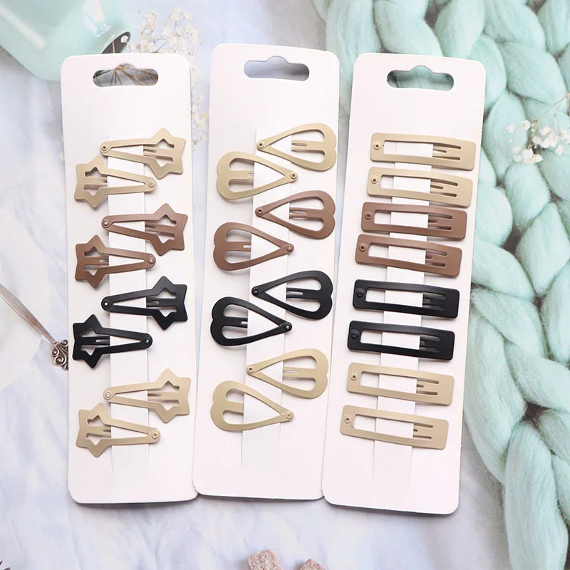 8Pcs/set Japanese Korean New Coffee Color Matte Bb Clip Metal Bangs Broken Hairpin DIY Paint Hairpin Hair Accessories
