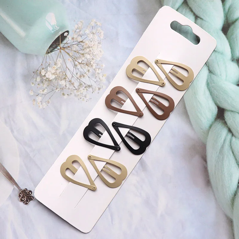8Pcs/set Japanese Korean New Coffee Color Matte Bb Clip Metal Bangs Broken Hairpin DIY Paint Hairpin Hair Accessories