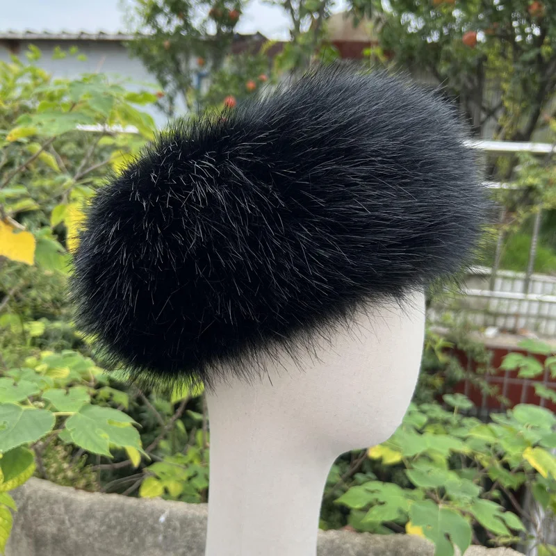 New Solid Color Plush Headband Winter Warm Faux Fur Hat Soft Elastic Beanies Coldproof Ear Warmer Adjustable Headbands For Women