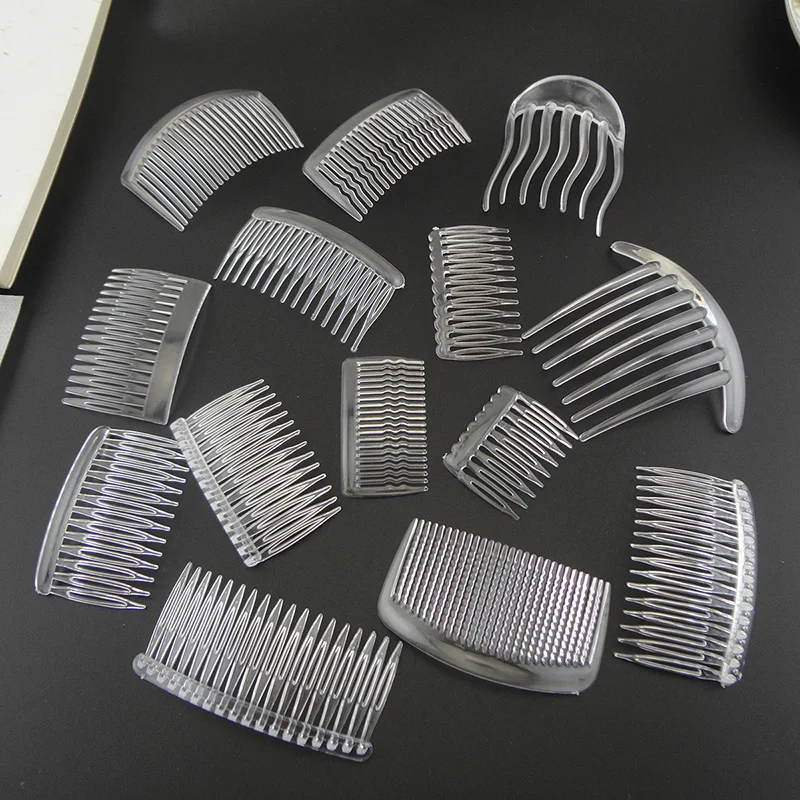 20PCS Various Sizes Clear Plain Plastic Hair Combs Hairpin for DIY Hair Accessories Transparent White Side Comb for Crown
