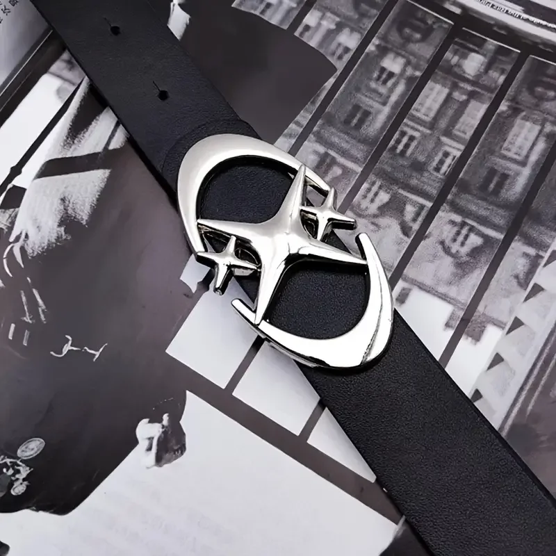 Stylish Oval Cross Metal Buckle Belt - Durable, Simple, and Universally Compatible - Unisex Gift Idea for Men and Women