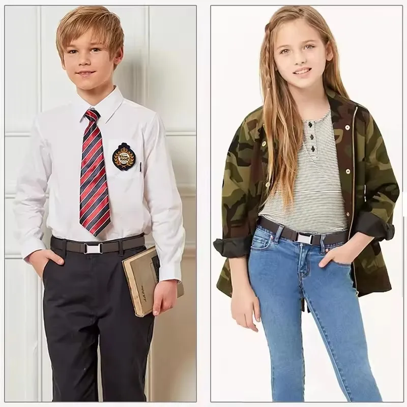 1pcs Kids Elastic Belts Boy Girl Adjustable Elastic Canvas Waistband Stretch Waist Belt With Buckle Student Belt Neutral Belts