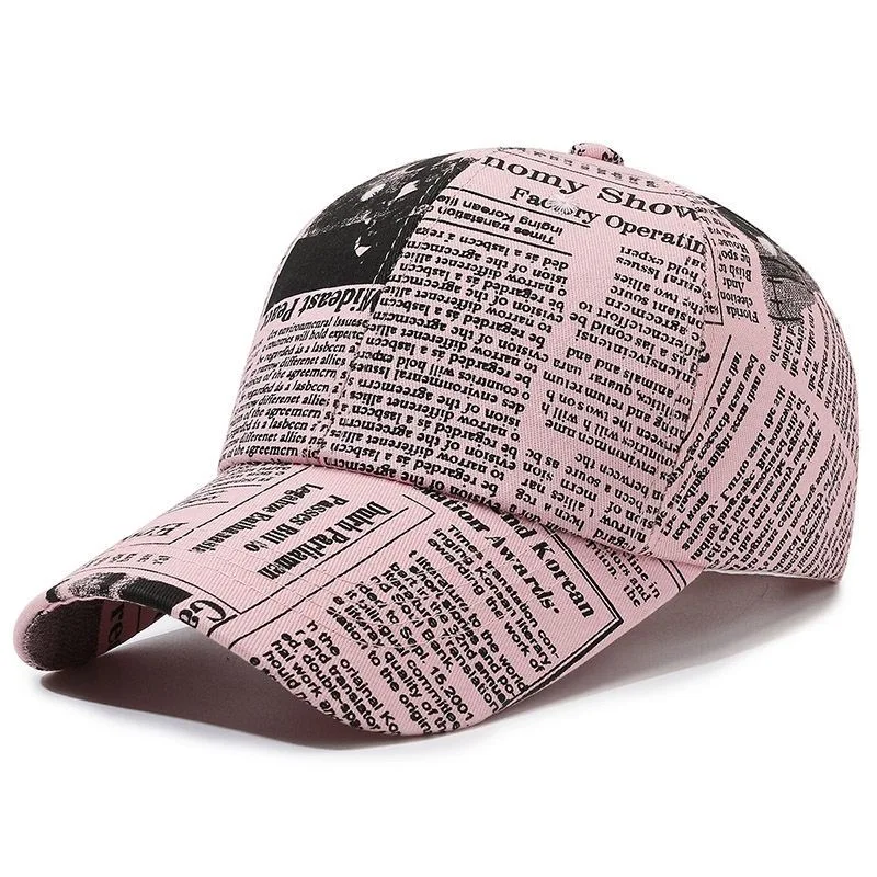 Hot Sale Unisex Casual Graffiti Newspaper Design Baseball Cap Street Hip Hop Sunscreen Outdoor Hat For Women And Men