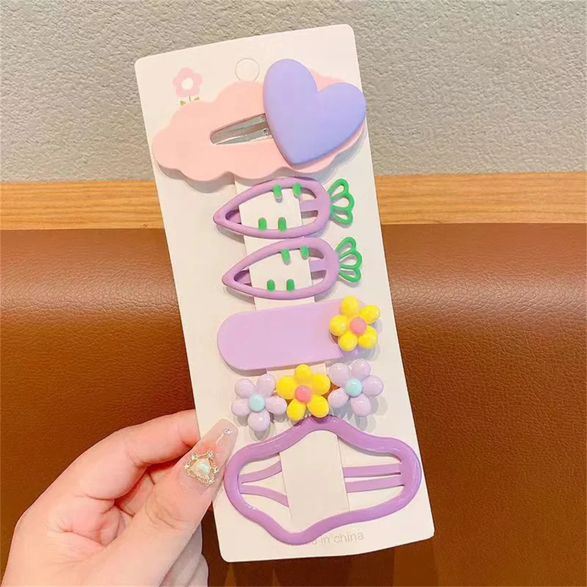 6Pcs Cartoon Colorful Hair Clips Girls Cute Flower Heart Hairpins Baby Hairclip Barrettes Hairpin Headwear Kids Hair Accessories