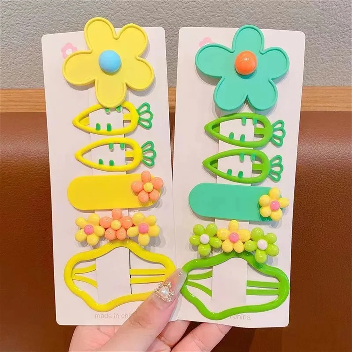 6Pcs Cartoon Colorful Hair Clips Girls Cute Flower Heart Hairpins Baby Hairclip Barrettes Hairpin Headwear Kids Hair Accessories