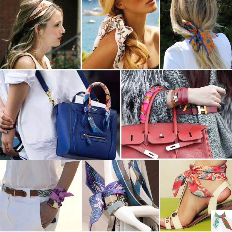 1PC Korean Fashion New Women's Twill Decorative Ribbon Small Scarf Binding Bag Handle Ribbon Hair Band Small Scarf Headband