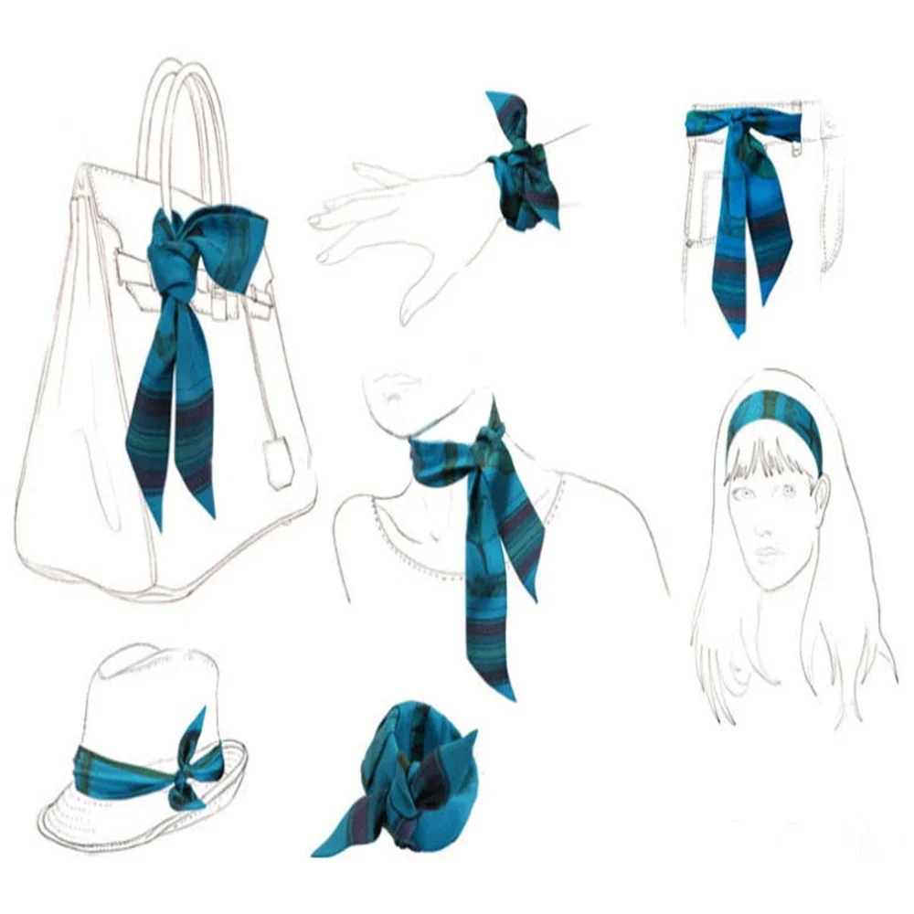 1PC Korean Fashion New Women's Twill Decorative Ribbon Small Scarf Binding Bag Handle Ribbon Hair Band Small Scarf Headband