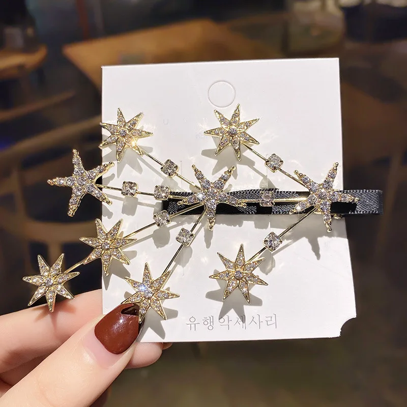 1pc New alloy starry hair clip with side bangs and broken hair clips, duckbill clip headband and hair accessories