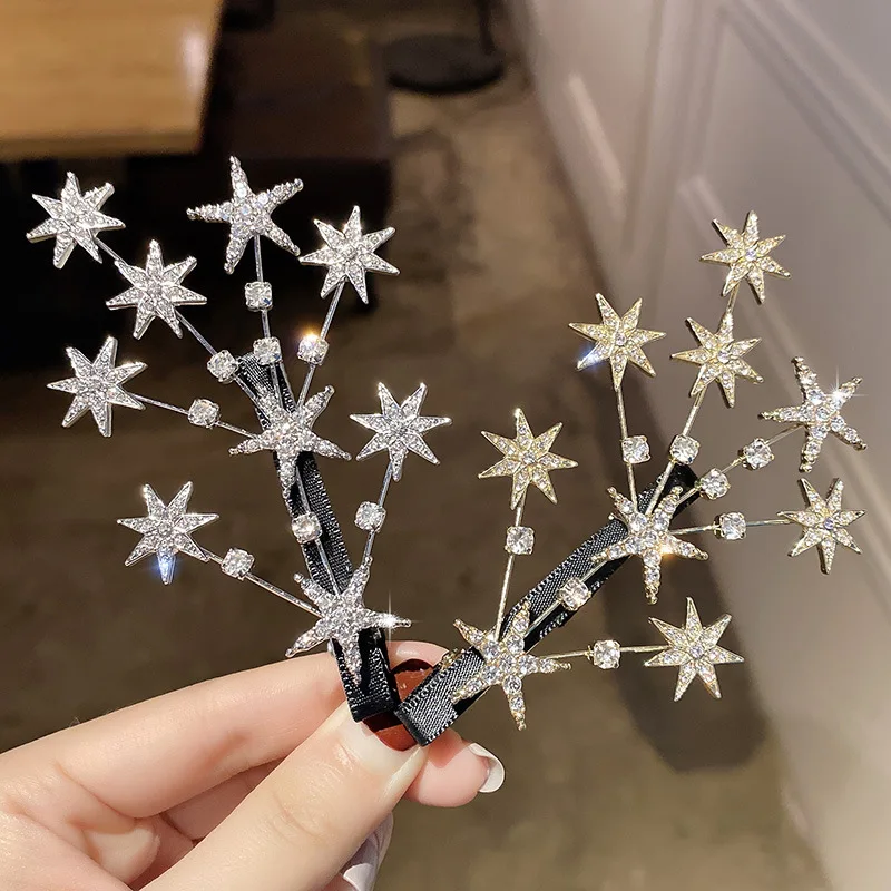 1pc New alloy starry hair clip with side bangs and broken hair clips, duckbill clip headband and hair accessories