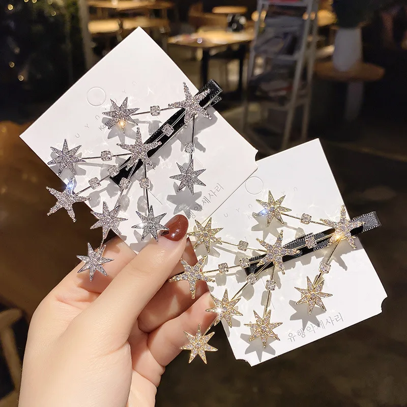 1pc New alloy starry hair clip with side bangs and broken hair clips, duckbill clip headband and hair accessories