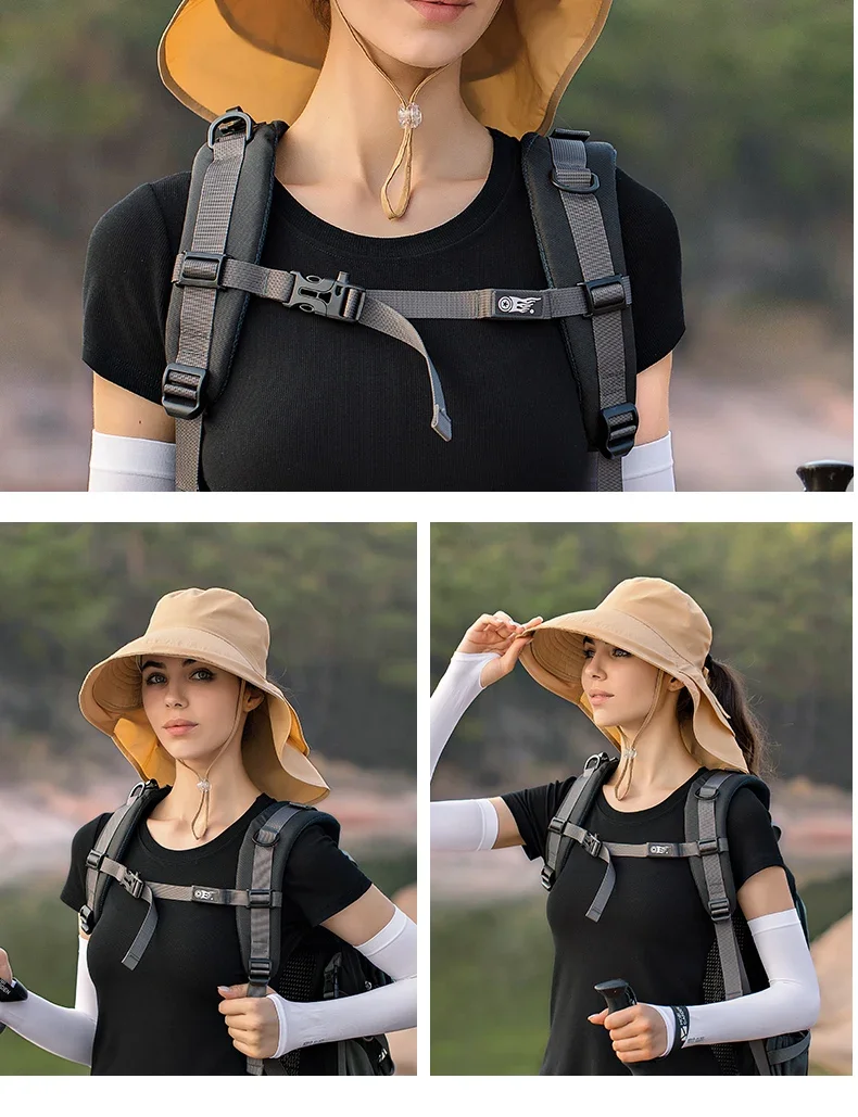 Summer Hat Women Outdoor UV Anti Neck Protection Sun Visor Men Fishing Hiking Wide Brim Shawl Sunscreen Ponytail Cap Undefined