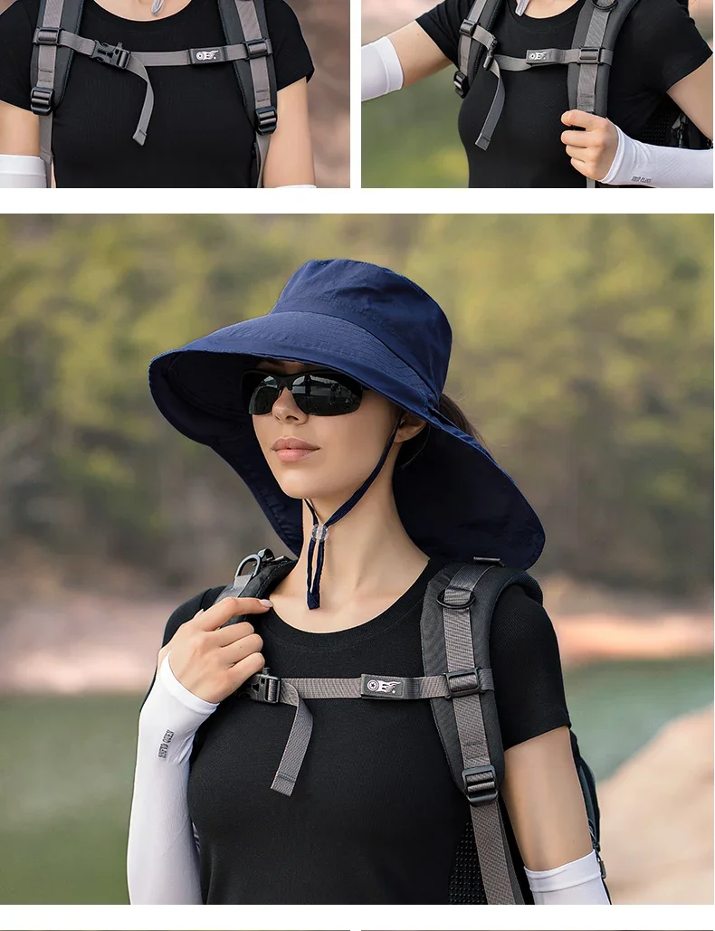 Summer Hat Women Outdoor UV Anti Neck Protection Sun Visor Men Fishing Hiking Wide Brim Shawl Sunscreen Ponytail Cap Undefined