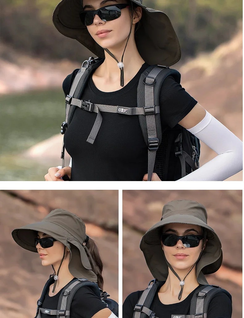 Summer Hat Women Outdoor UV Anti Neck Protection Sun Visor Men Fishing Hiking Wide Brim Shawl Sunscreen Ponytail Cap Undefined