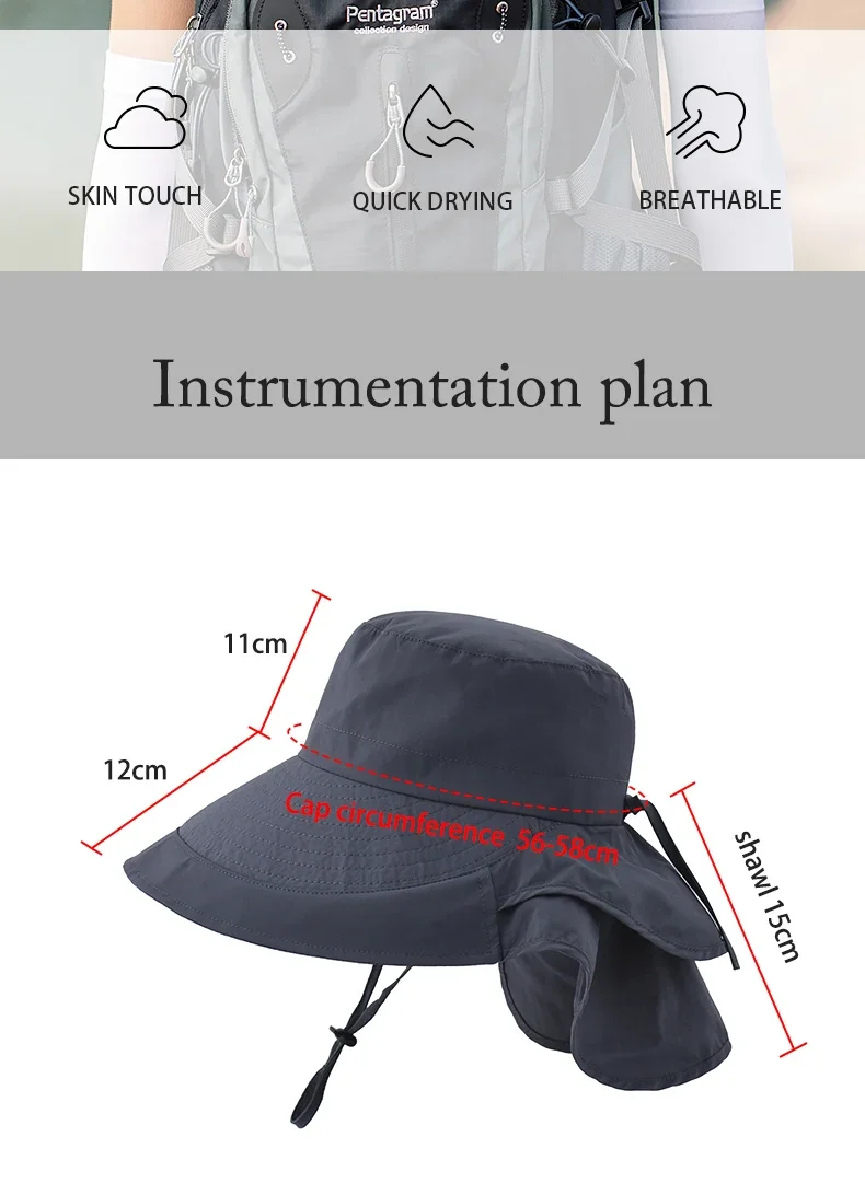 Summer Hat Women Outdoor UV Anti Neck Protection Sun Visor Men Fishing Hiking Wide Brim Shawl Sunscreen Ponytail Cap Undefined