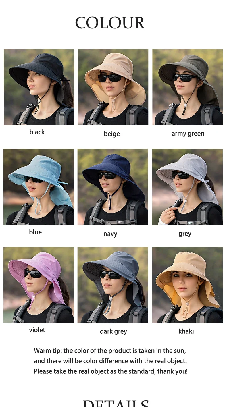 Summer Hat Women Outdoor UV Anti Neck Protection Sun Visor Men Fishing Hiking Wide Brim Shawl Sunscreen Ponytail Cap Undefined