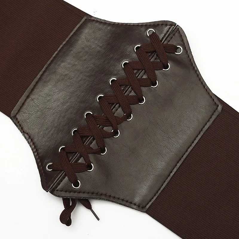 Women Corset Punk Black Wide Belt Leather Slimming Body Belts For Women Cummerbunds Elastic High Waist Belt Female Dress Corsets