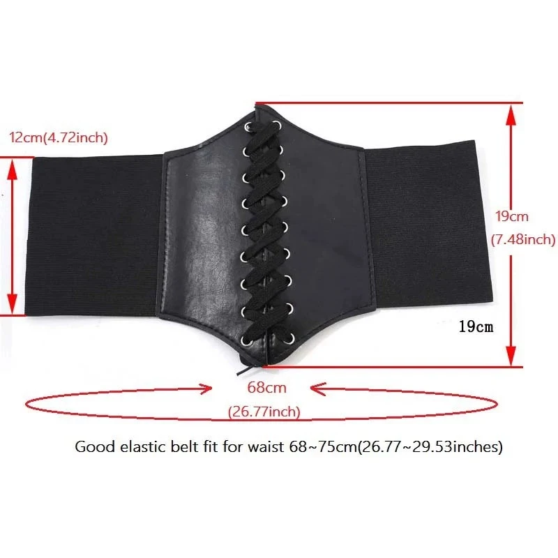 Women Corset Punk Black Wide Belt Leather Slimming Body Belts For Women Cummerbunds Elastic High Waist Belt Female Dress Corsets