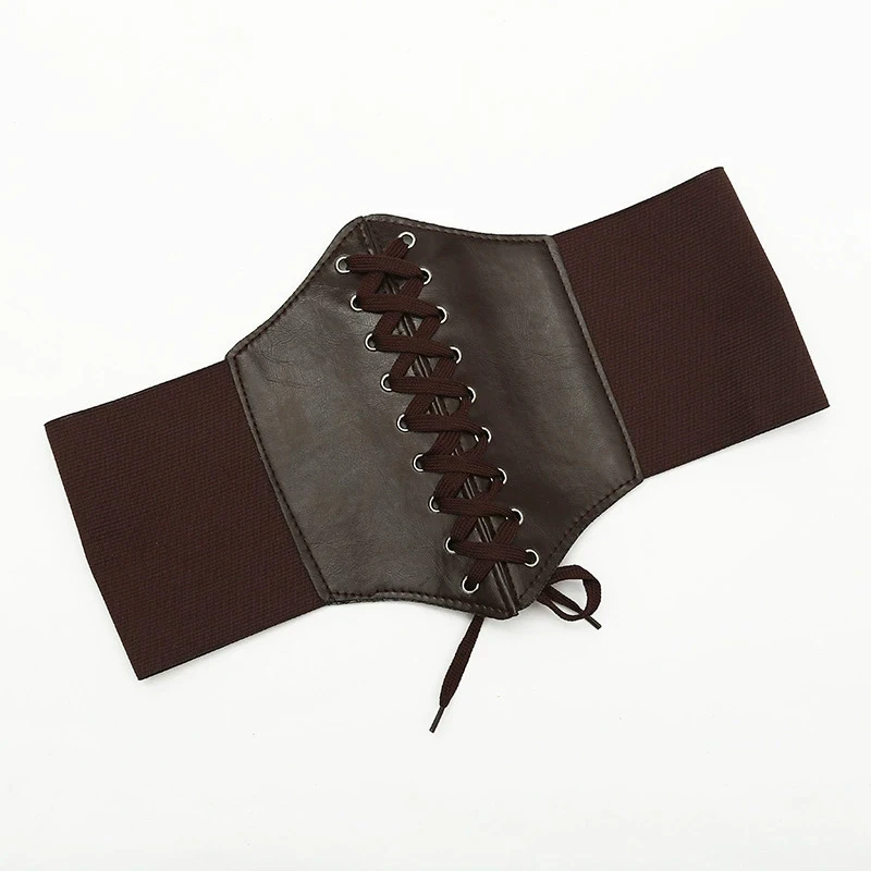 Women Corset Punk Black Wide Belt Leather Slimming Body Belts For Women Cummerbunds Elastic High Waist Belt Female Dress Corsets